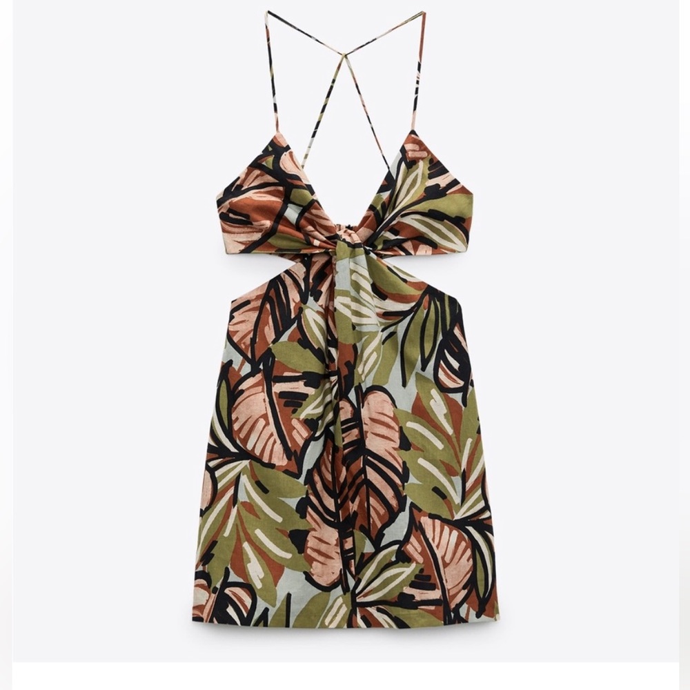 Zara Mini Dress w/ jungle/plant print